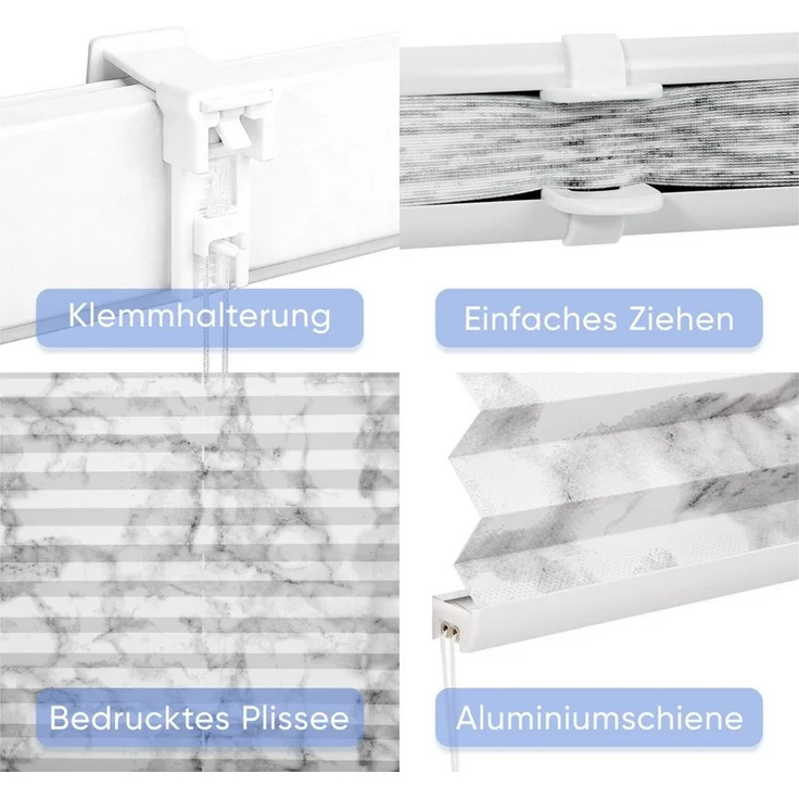 Sekey Plissee Plissee ohne Bohren Lichtschutz Rollo Klemmfix für Fenster & Tür – Bild 3