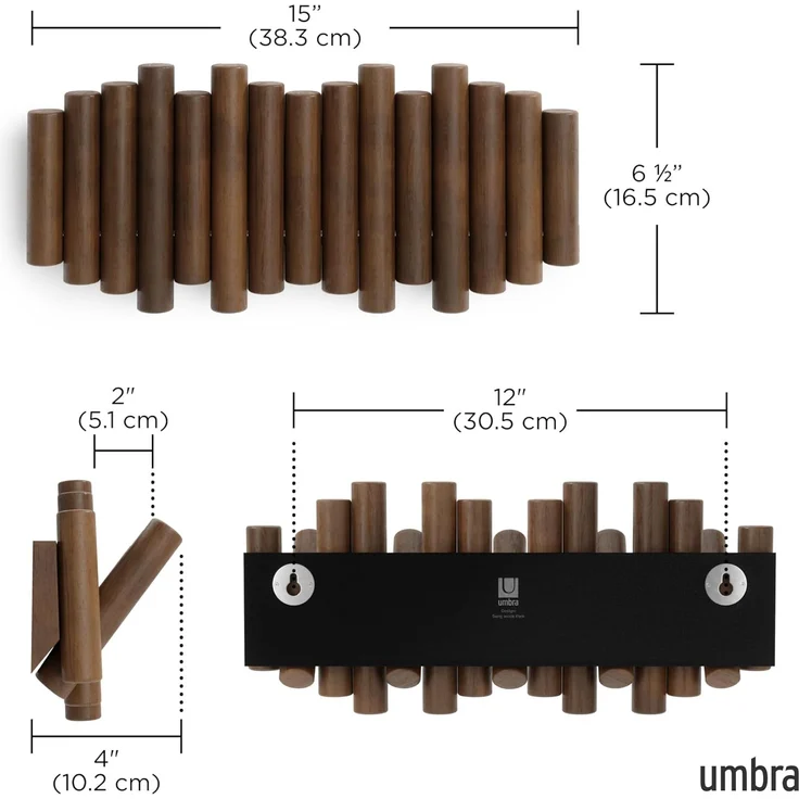 Umbra Picket mit 5 Garderobenhaken 1011471-746 walnussfarben Garderobenleiste – Bild 3