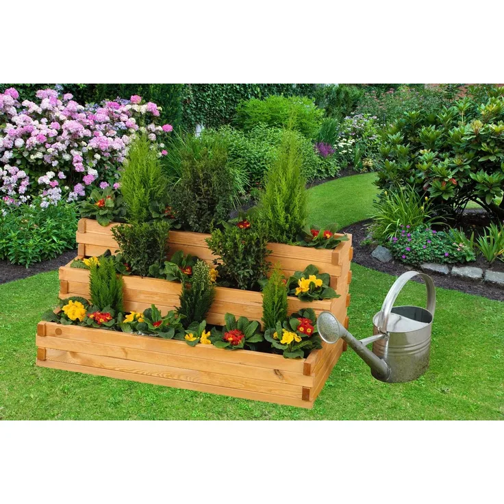 promadino Pflanzentreppe Pflanzkastentreppe "Volterra" mit Pflanzfolie, BxTxH: 100x60x48 cm
