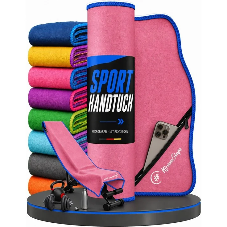 NirvanaShape Sporthandtuch NirvanaShape Mikrofaser Fitnesshandtuch mit Ecktasche und Knöpfen, saugfähig, leicht, schnelltrocknend, für Reisen, Fitness, Yoga, Sauna – Bild 1