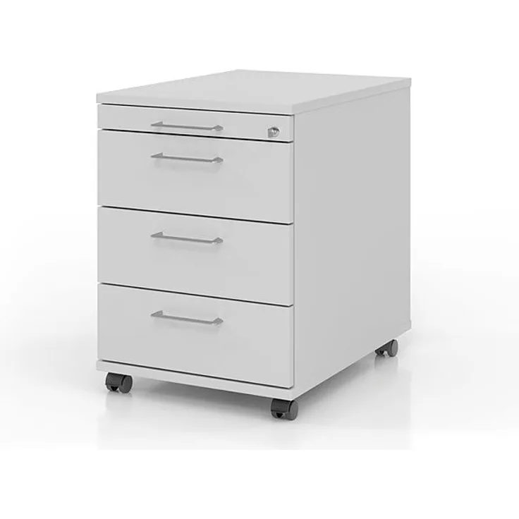 Rollcontainer AC30 58cm, 3 Schübe, Schloss RE Nussbaum