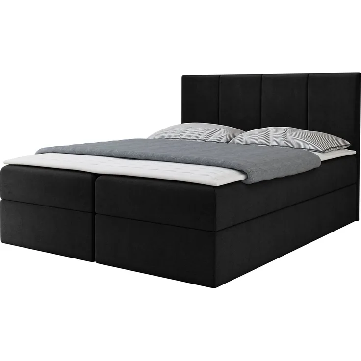 Boxspringbett Rebos, Schwarz, 160x200 cm