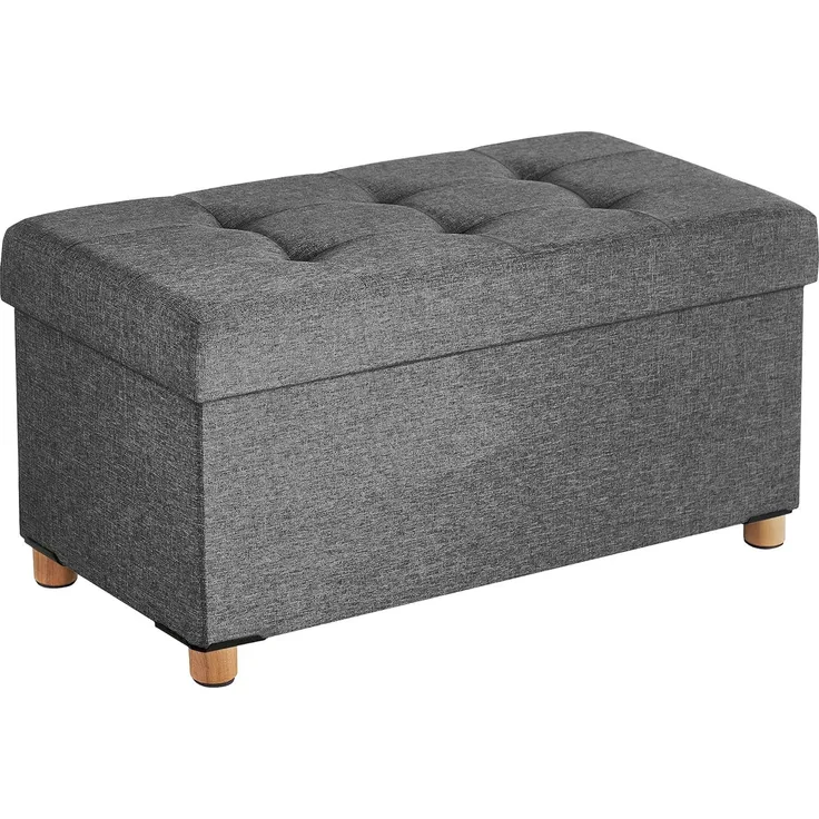 Songmics 'LSF16GYZ' Sitztruhe mit Stauraum und Deckel, Leinenimitat / MDF dunkelgrau, 76 x 38 x 40 cm