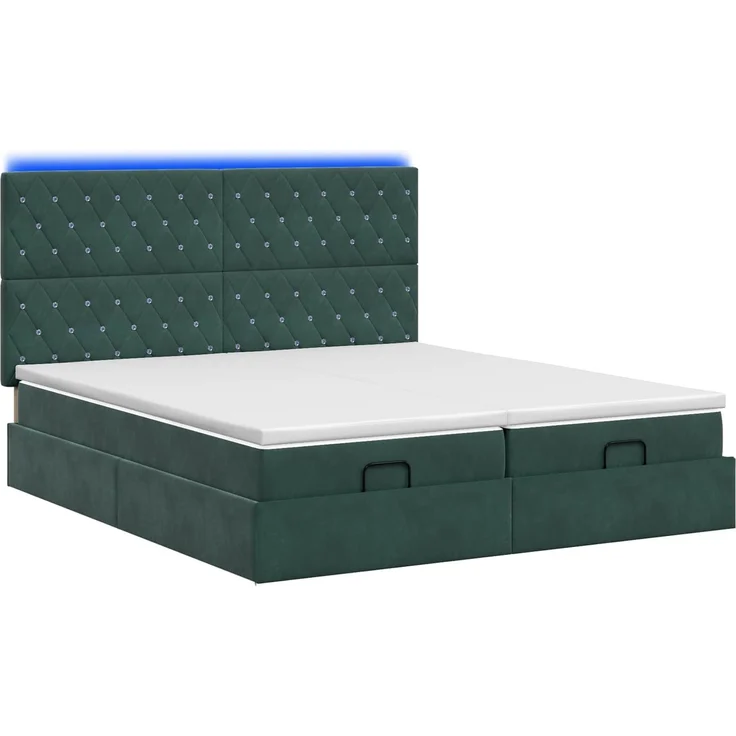vidaXL Ottoman-Bett mit Matratze und LED Dunkelgrün 180 x 200 cm Samt 3458481 – Bild 9