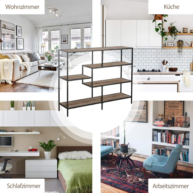 HOMCOM Bücherregal Standregal im industriellen Stil – Bild 6