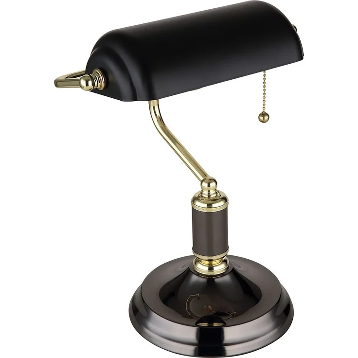 Tischlampe, Bankerleuchte, Metall schwarz gold, H 34 cm – Bild 7