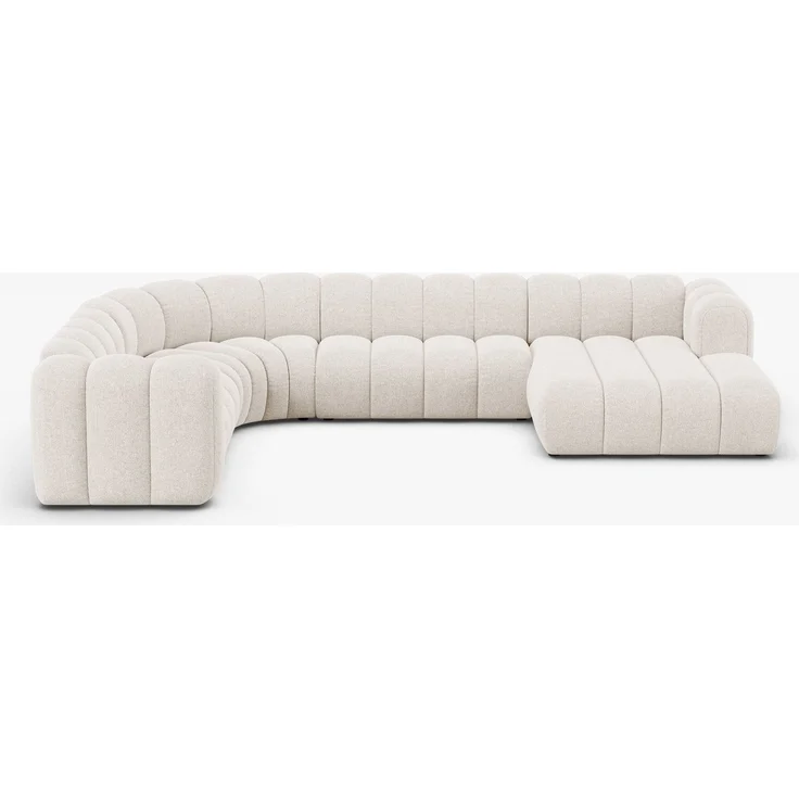 Micadoni Modulares Panorama Ecksofa Lupine 6-Sitzer Chenille Eden Helles Beige Links – Bild 1
