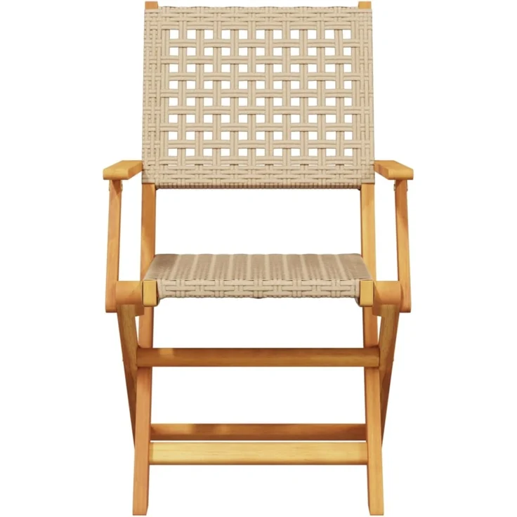 vidaXL Gartenstühle 8 Stk. Klappbar Beige Poly Rattan & Massivholz 3214564 – Bild 3