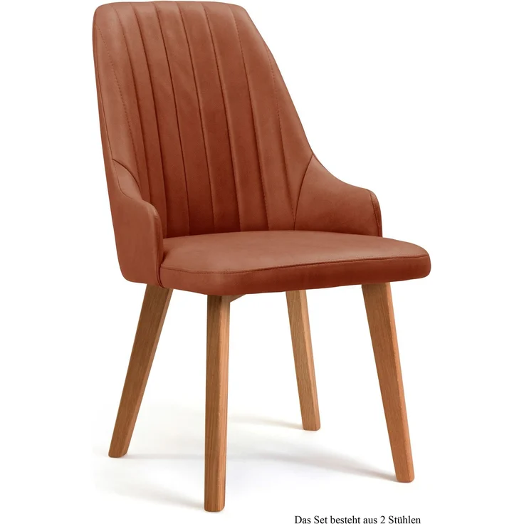 Esszimmerstuhl (2er-Set) Daryl 52x91x60 Eiche geölt/Cognac