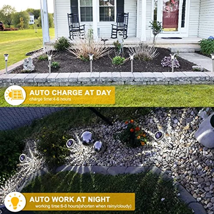 Solarleuchten für Außen, [6 Stück] Solarlampen Garten Außen Kaltes Weiß,IP65 Wasserdicht Kabellos LED Gartenleuchten für Garten,Balkon,Auffahrt,Weg, Bäume,Rasen, Sträucher – Bild 5