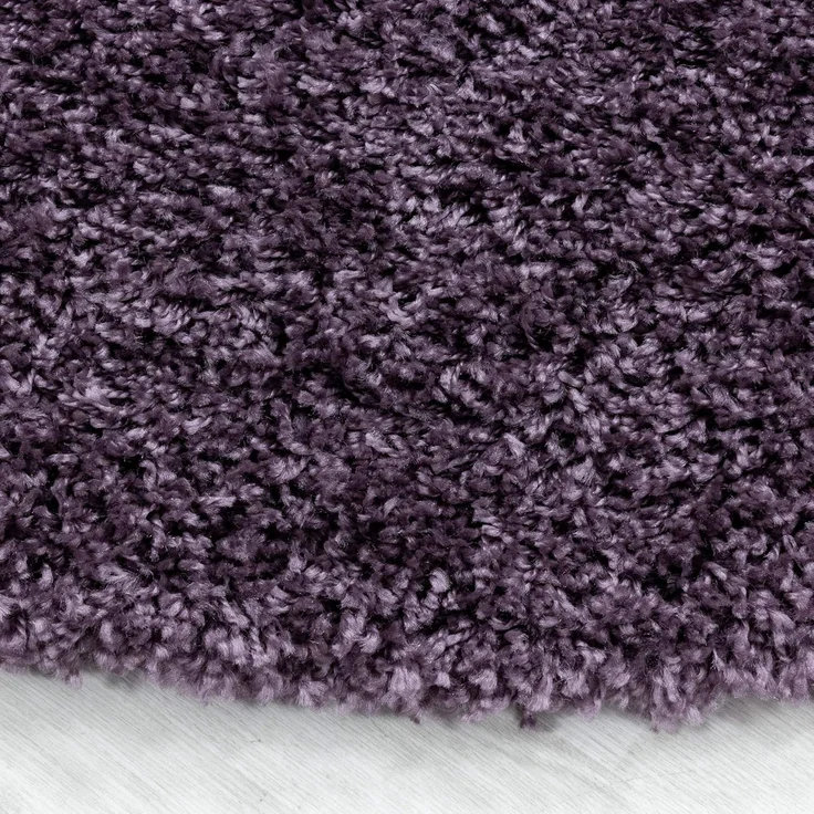 Carpetsale24 Shaggy Hochflor Teppich Wohnzimmer 200 cm Rund Violett - Modern Flauschiger Teppich Extra Weich, Pflegeleicht und Einfarbig - Ideal als Teppich für Schlafzimmer, Esszimmer und Küche – Bild 5