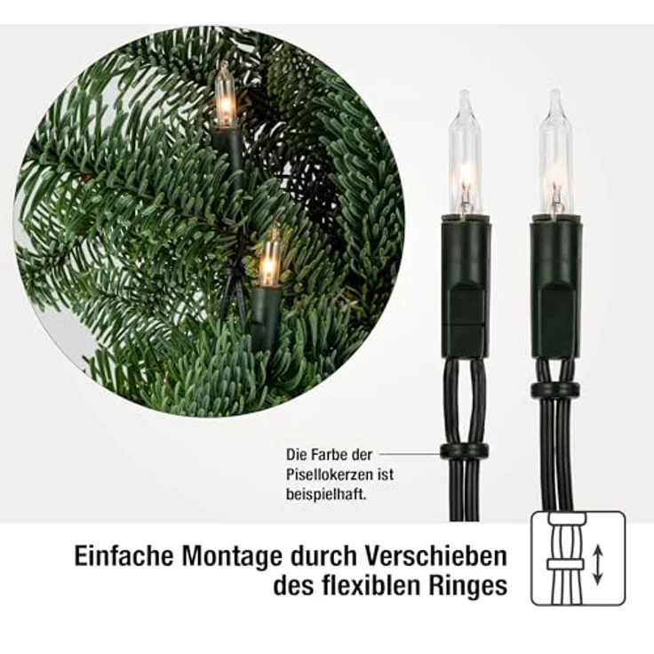 hellum Lichterkette innen mit 50 LED, mini Lichterkette bunte Lichter beleuchtete 7,35m, bunt strombetrieben mit grünem Kabel, – Bild 5