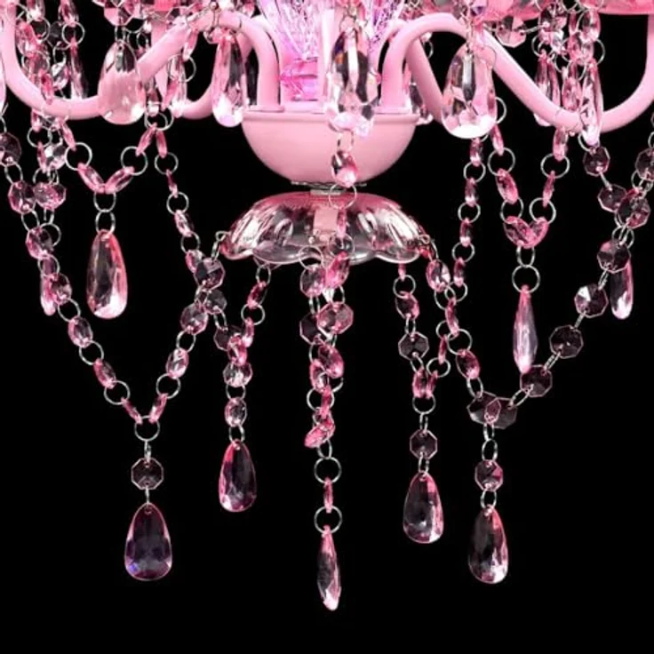 vidaXL Kronleuchter, 5 Glühbirnen, Kunstglas Rosa, Ø 38 cm – Bild 6