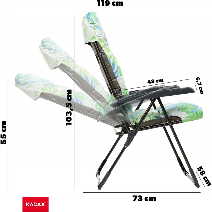 KADAX Garten-Strandliegestuhl, verstellbar, 110 kg – Bild 3
