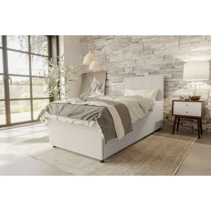 99rooms Kira Mini Boxspringbett Cordstoff POSO Greige 120x200 cm – Bild 5