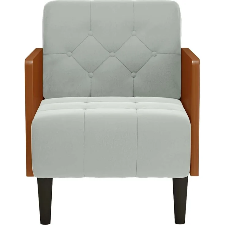 vidaXL Sessel mit Armlehnen Hellgrau 55 cm Samt 4100595 – Bild 2