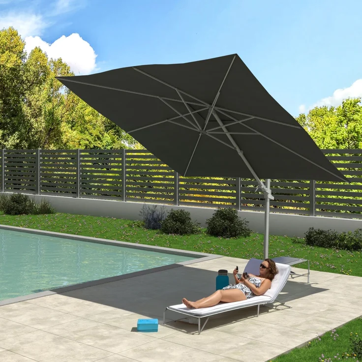 Kettler Ampelschirm Sonnenschirm EASY MOVE 300 x 300 cm Silber NEUHEIT – Bild 2