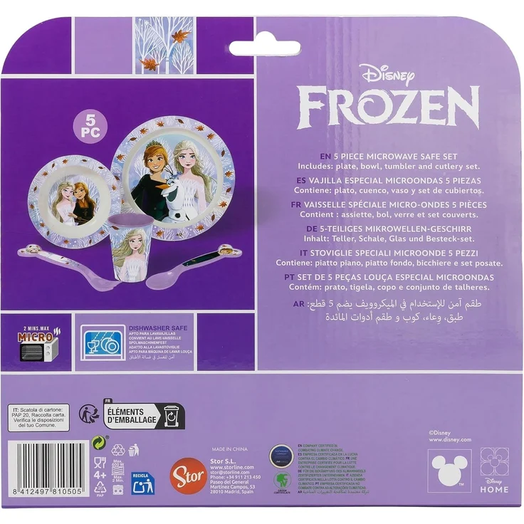 Disney Frozen Teller-Set Mikrowellengeeignet 5-teiliges Kindergeschirr mit rutschfestem Boden – Bild 4