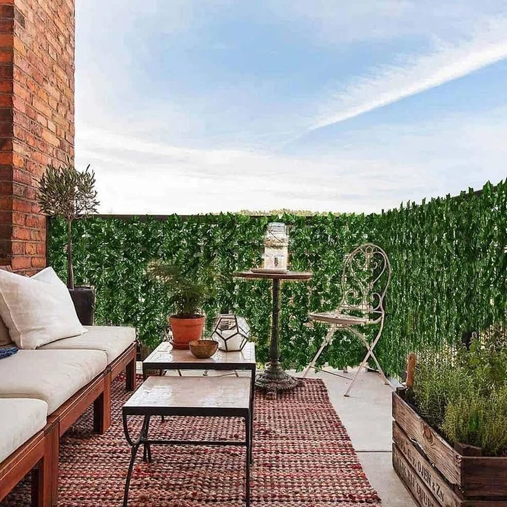 Bakaji Künstliche Hecke Sichtschutz Efeu - 300x100 cm - Kunsthecke in Blätteroptik für Garten, Terrasse, Balkon - Sichtschutz für den Garten - zur Befestigung an Zaun oder Geländer – Bild 8