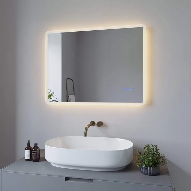 AQUABATOS LED-Lichtspiegel Badspiegel antibeschlag Badezimmerspiegel mit Beleuchtung Led Spiegel, Touch 80x60cm Kaltweiß Neutralweiß Warmweiß Ecken abgerundet
