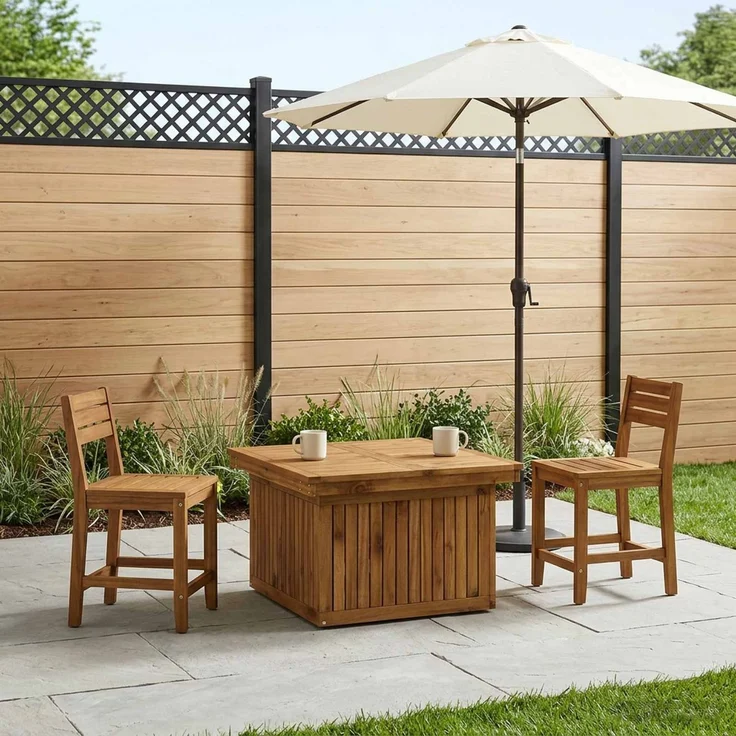 vidaXL Gartenkaffee Tisch aus massivem Akazienholz höhenverstellbar 901243 – Bild 3