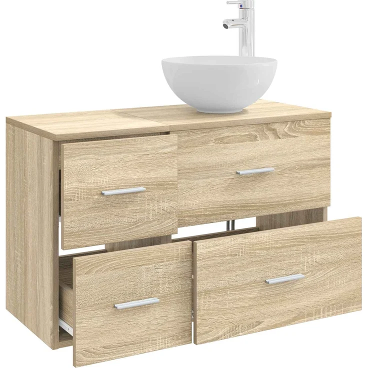 vidaXL Badezimmerschrank-Set 2 stk. Sonoma-Eiche 79,5 x 41 x 80 cm 3403954 – Bild 3