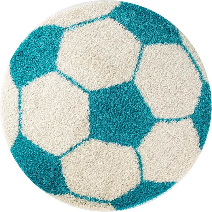 Kinder Teppich Francesco rund - 100 cm Durchmesser - Türkis