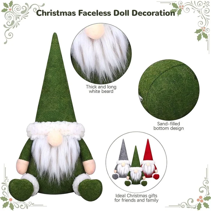 3er Set handgemachte schwedische Weihnachtszwerg Puppen für Kamin Büro Deko – Bild 2