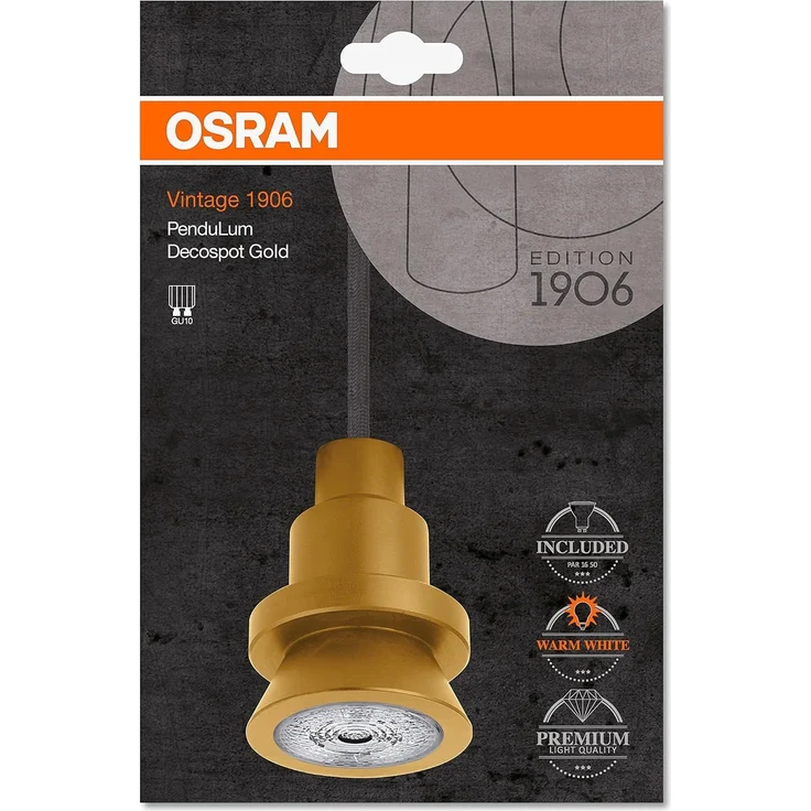 Osram Vintage Edition 1906 Pendulum, gold, GU10 - Fassung, Deckenleuchte, flexibles Zugseilsystem, P20, inklusive Leuchtmittel, Aluminiumgehaeuse – Bild 3