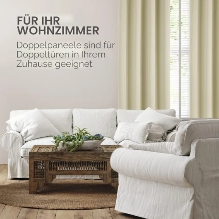 Deconovo Verdunkelungsvorhang Hitzeschutz Thermovorhang mit Ösen Beige | 1 Stück, H290 x B140 cm, Ösenschal Vorhang, abdunkelnd, mit Sichtschutz, für Wohnzimmer und Schlafzimmer, Blackout Curtain – Bild 9