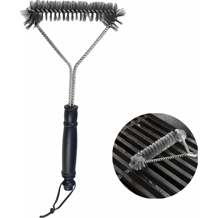 1er-Pack Grillbürste, 30 cm Edelstahl, Y-förmig, extra breiter Bürstenkopf