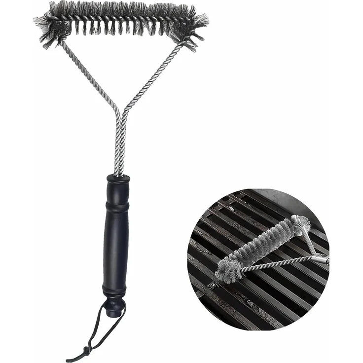 1er-Pack Grillbürste, 30 cm Edelstahl, Y-förmig, extra breiter Bürstenkopf – Bild 1
