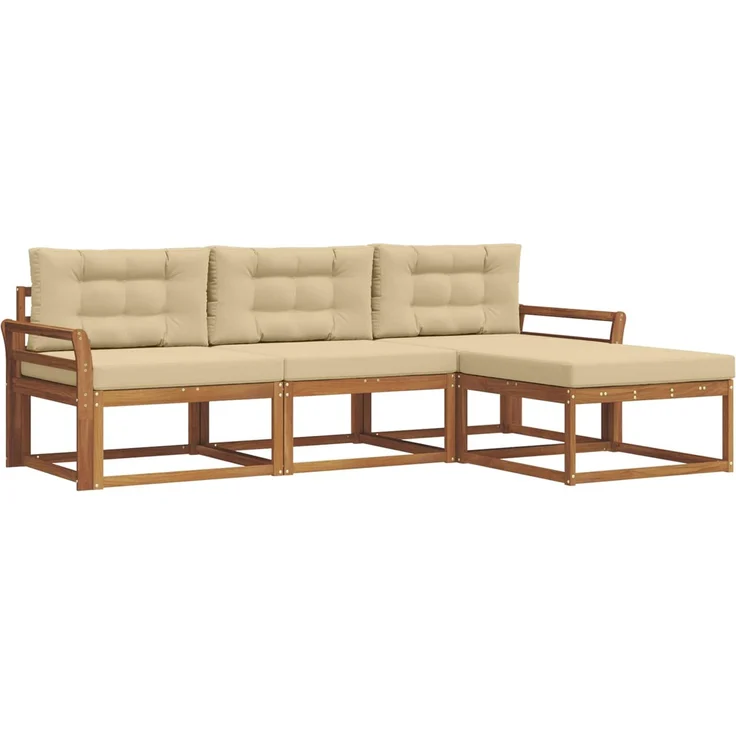 vidaXL Outdoor-Sofagarnitur 4 stk. 4-Sitzer Natur und Beige 3367406 – Bild 2