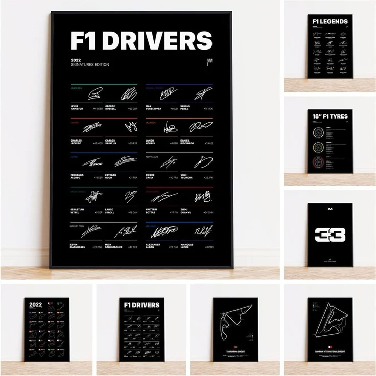 Poster Formel 1 Rennfahrer Legenden Unterschiften · Deko Print ohne Rahmen - F / 21x30 cm – Bild 1