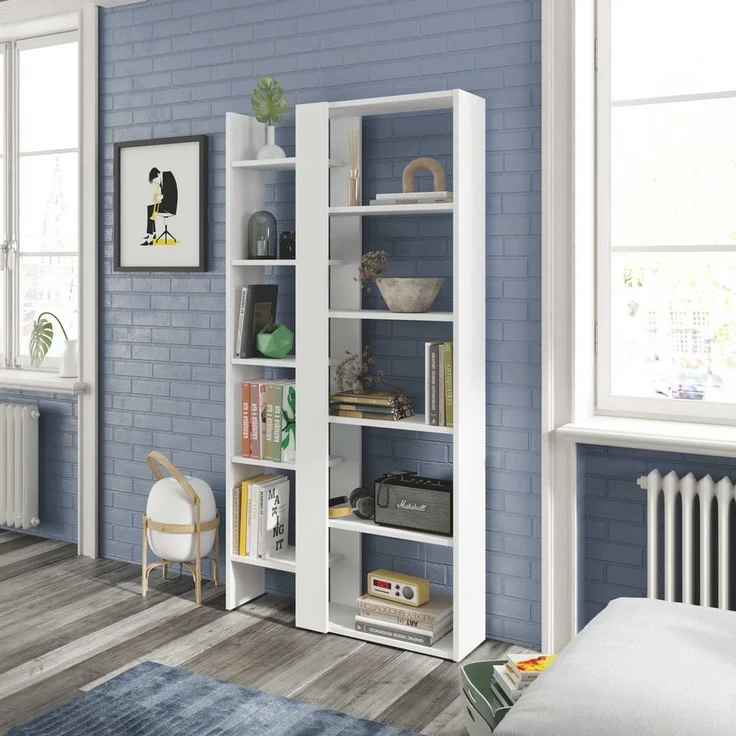 habeig Standregal Hochregal Bücherregal Aktenschrank Kommode Weiß Holz 162x78cm, vielseitig einsetzbar als Bücherregal, Raumteiler oder Kinderregal – Bild 3