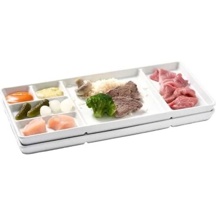 Betty Bossi Servierplatte Gourmet-Teller mit Fächern für Fondue, Raclette, Sushi, BBQ, weiß, Porzellan, (Set, 2-tlg, 2 x Gourmet-Teller), Hochwertige Porzellanteller, perfekt für Weihnachten und Silvester – Bild 2