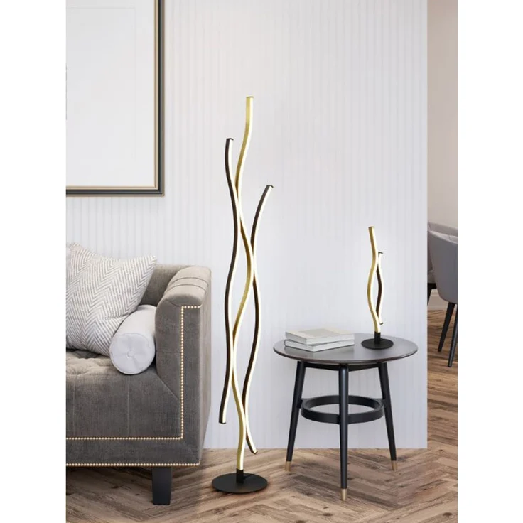 LED Stehleuchte BLAZE dimmbar Lichtfarbe einstellbar Schwarz Gold, Höhe 138cm – Bild 7