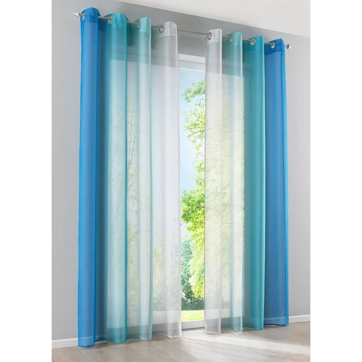 Gardinenbox Gardine (2 St), Ösen, transparent, Voile, Farbverlauf Vertikal »Modena« Voile Raffhalter 10000183 – Bild 1