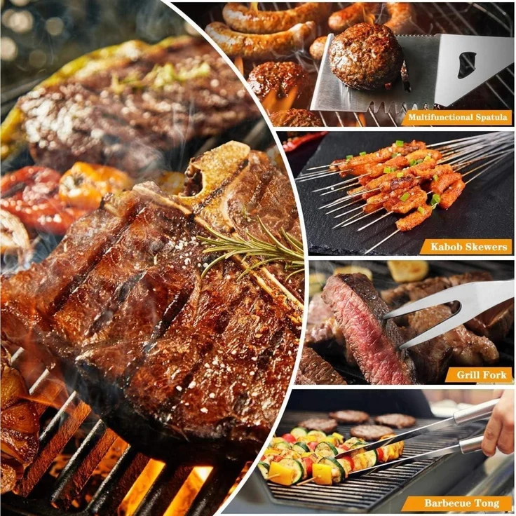 LuxusKollektion Grillbesteck-Set, 10-teilig, Edelstahl silber – Bild 4