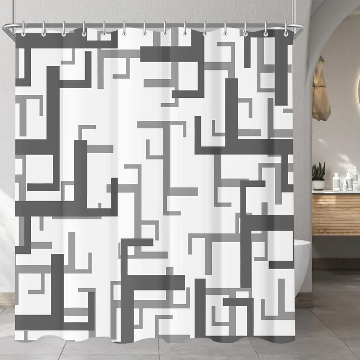 Duschvorhang 240x200 cm Block Antischimmel Textil wasserabweisend waschbar