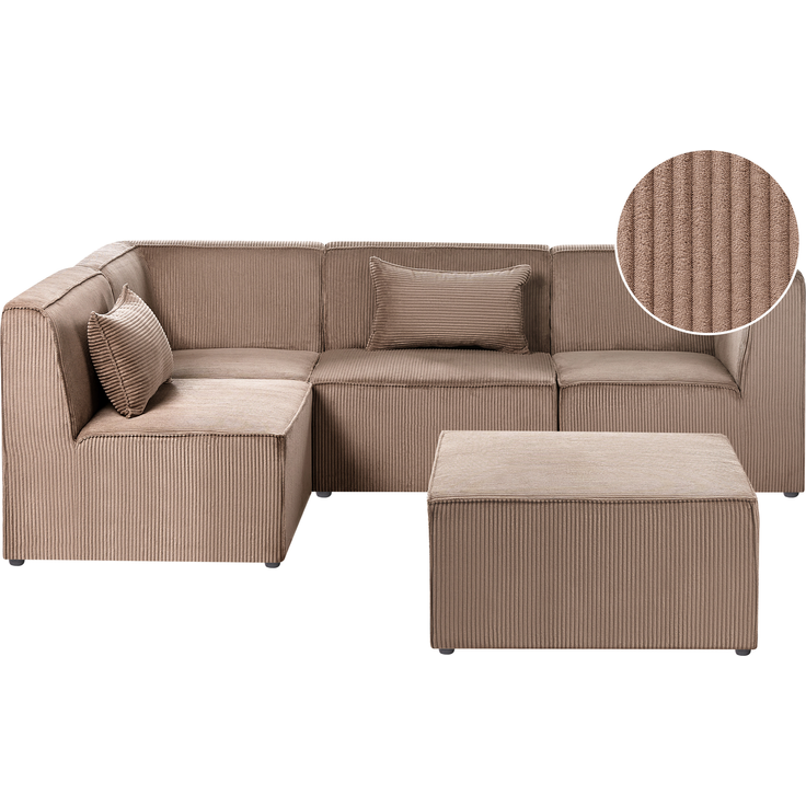 Modul Ecksofa 4-Sitzer LEMVIG Cord Sandbeige rechtsseitig