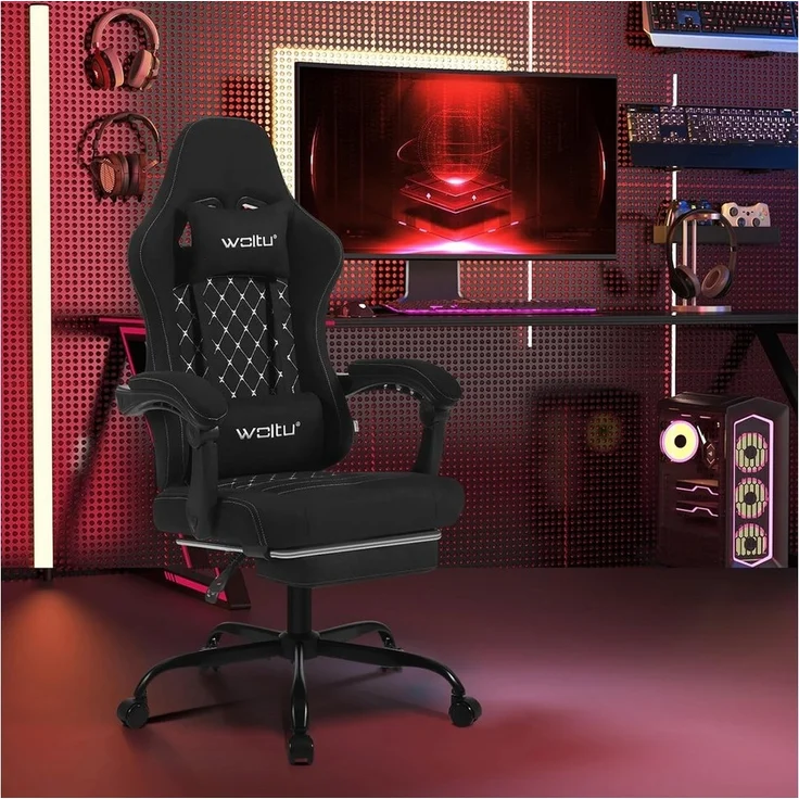 Woltu Gaming-Stuhl (1 St), mit Massagefunktion, ergonomisch, 150 kg, Tech-Stoff – Bild 3