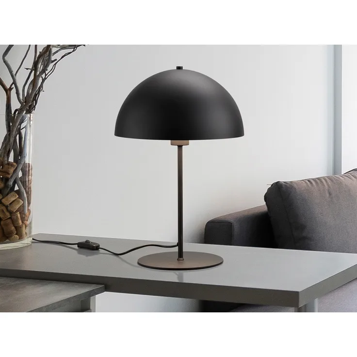 Große LED Tischleuchte aus Metall Schwarz, Lampenschirm innen Gold, Höhe 45cm