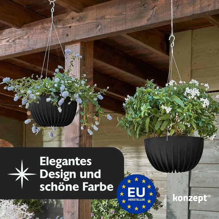 KONZEPT Blumenampel hängend Blumentopf 30cm Durchmesser, Hängetopf für Pflanzen, aus Kunststoff – Bild 4