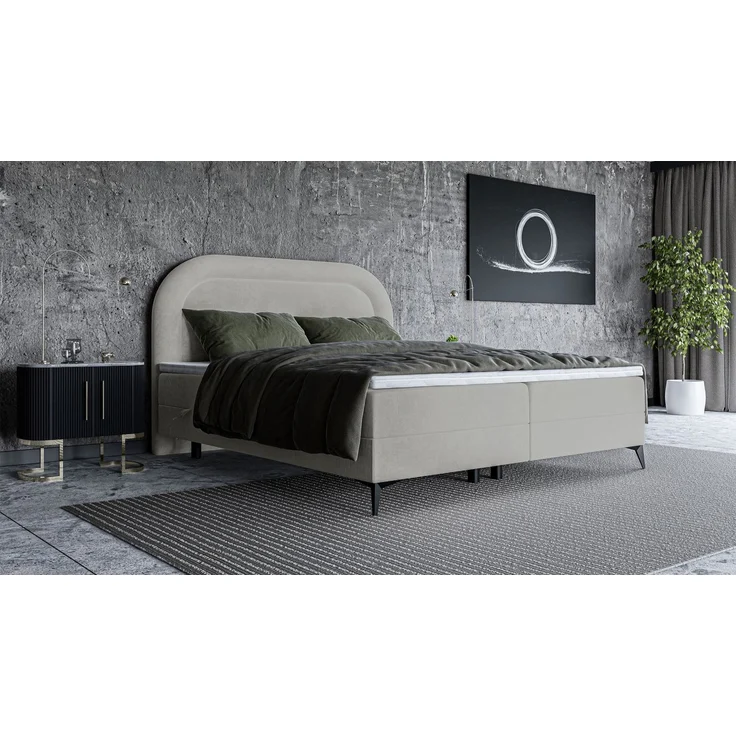Selsey 'Loreo' Boxspringbett mit Samtbezug, hellbeige , 140x200 cm – Bild 2