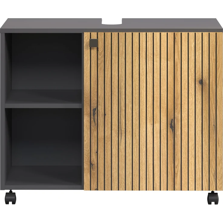 Waschbeckenunterschrank Bliss in Evoke Eiche und grau 80 cm – Bild 2