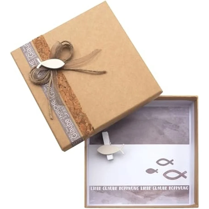ZauberDeko Geschenkbox Geldgeschenk Verpackung Fisch Natur Taupe Kommunion Konfirmation Braun – Bild 1