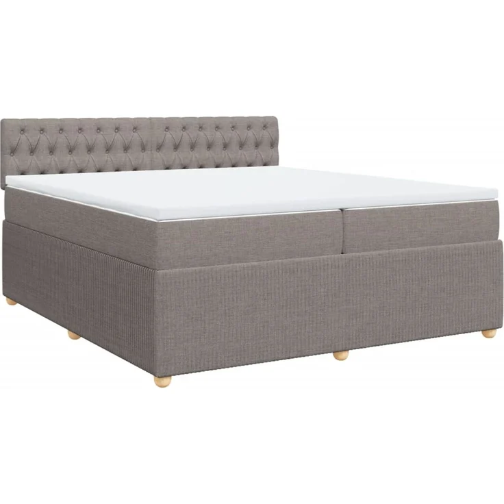 vidaXL Boxspringbett mit Matratze Taupe 200x200 cm Stoff 3287574 – Bild 2
