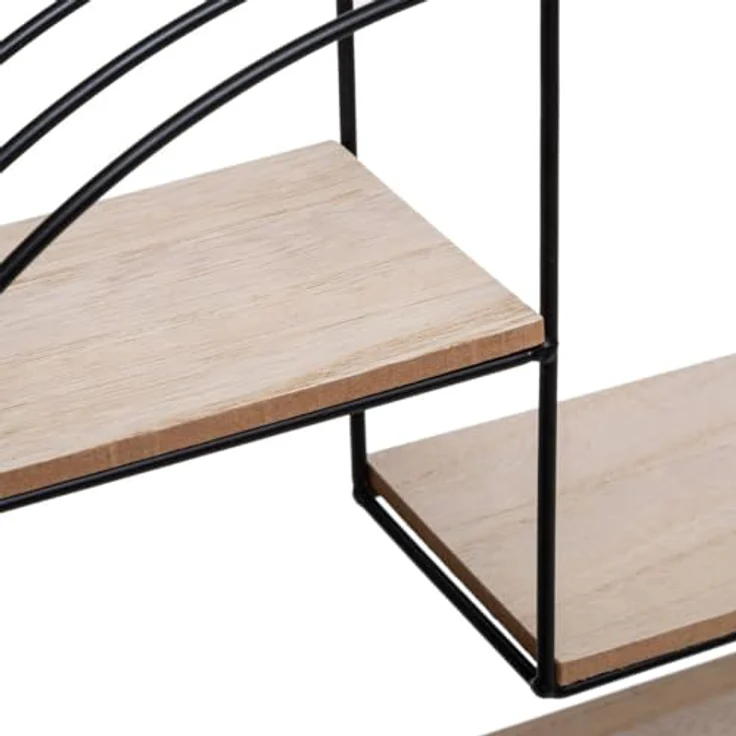 Atmosphera Createur d´interieur Wandregal Mirna, Schwarz, Metall, 10.5x36x39.3 cm, mit drei Regalböden und Pflanzen-Dekor für Wohn- und Schlafzimmer – Bild 2