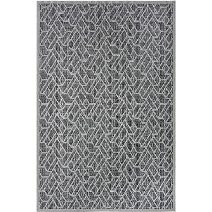 Hanse Home Eru In- & Outdoor Teppich Wetterfest – Modernes Zickzack Muster, Wasserfest robuster Aussenteppich Flachgewebe für Garten, Balkon, Terrasse, Wohnzimmer – Grau Beige, 63x120cm – Bild 5